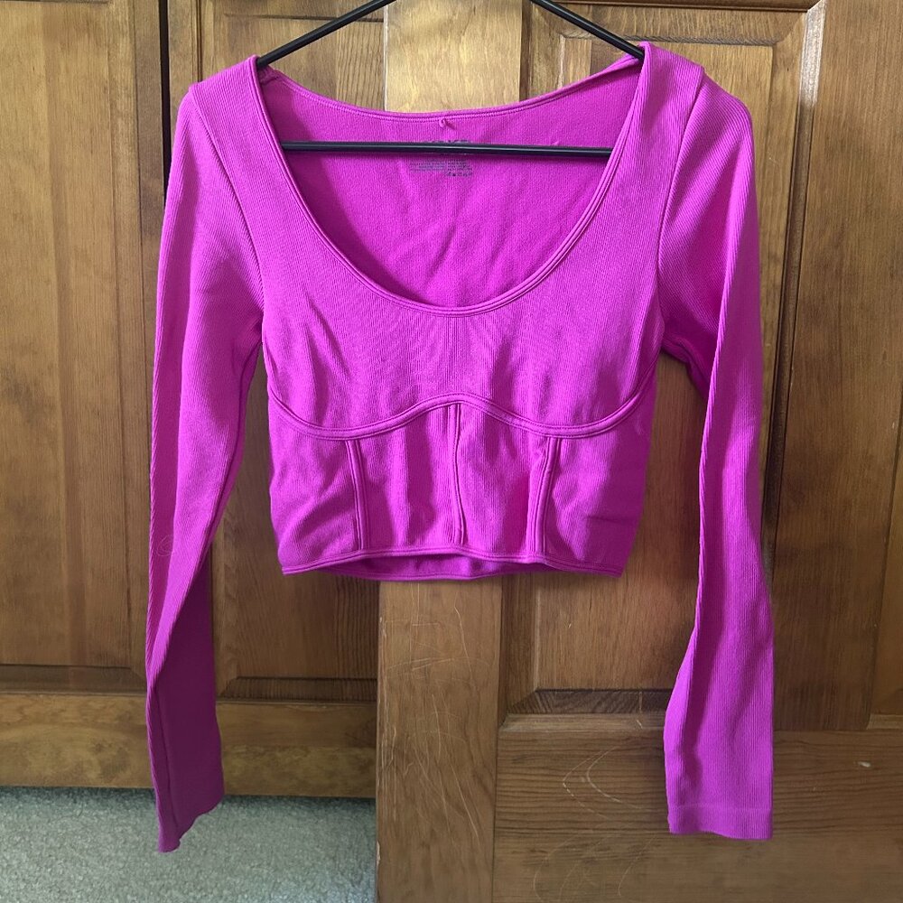Garage Magenta Corset Cropped Long Sleeve
